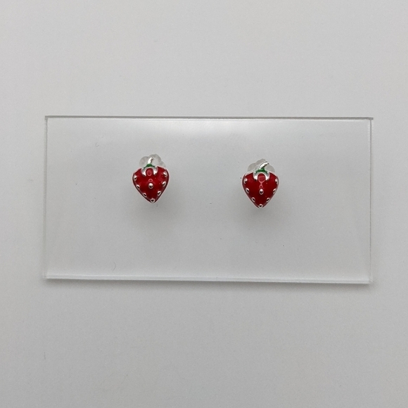 Jewelry - Strawberry red sterling silver stud earrings